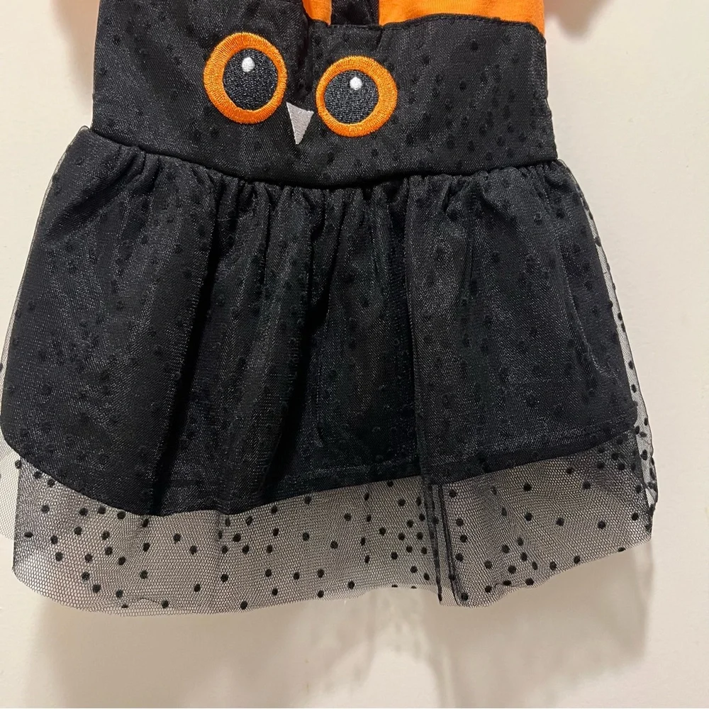 Halloween owl dog dress orange black small spooky